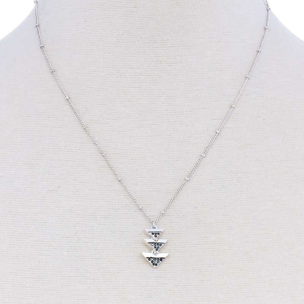 Cute Triple Triangle Pendant Necklace